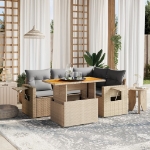 Set Divano da Giardino 5 pz con Cuscini Beige in Polyrattan