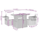 Set Divano da Giardino 5 pz con Cuscini Beige in Polyrattan