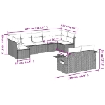 Set Divani da Giardino 9 pz con Cuscini Nero in Polyrattan