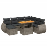 Set Divano da Giardino 8 pz con Cuscini Grigio in Polyrattan