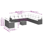 Set Divani da Giardino 12 pz con Cuscini Beige in Polyrattan