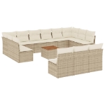 Set Divani da Giardino 14pz con Cuscini in Polyrattan Beige