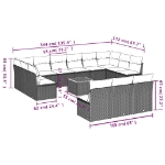 Set Divani da Giardino 14pz con Cuscini in Polyrattan Beige