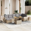 Set Divano da Giardino 8 pz con Cuscini Beige in Polyrattan