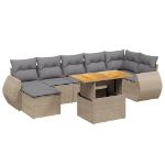 Set Divano da Giardino 8 pz con Cuscini Beige in Polyrattan