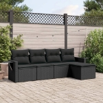 Set Divani da Giardino 5 pz con Cuscini in Polyrattan Nero