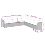 Set Divano da Giardino 9 pz con Cuscini Grigio in Polyrattan