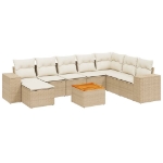 Set Divano da Giardino 9 pz con Cuscini Beige in Polyrattan