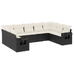 Set Divani da Giardino 9 pz con Cuscini Nero in Polyrattan