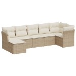 Set Divani da Giardino 7 pz con Cuscini Beige in Polyrattan