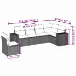 Set Divano da Giardino 6 pz con Cuscini Grigio in Polyrattan