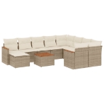 Set Divani da Giardino 11 pz con Cuscini Beige in Polyrattan
