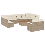 Set Divano da Giardino 13 pz con Cuscini Beige in Polyrattan