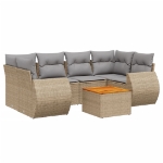 Set Divani da Giardino 7 pz con Cuscini Beige in Polyrattan