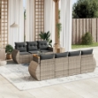 Set Divano da Giardino 8 pz con Cuscini Grigio in Polyrattan