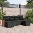 Set Divano da Giardino 6 pz con Cuscini Nero in Polyrattan