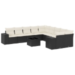 Set Divani da Giardino 11 pz con Cuscini in Polyrattan Nero