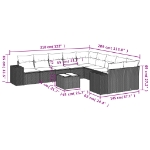 Set Divani da Giardino 11 pz con Cuscini in Polyrattan Nero