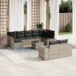 Set Divano Giardino 10 pz con Cuscini Grigio Chiaro Polyrattan