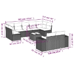 Set Divano Giardino 10 pz con Cuscini Grigio Chiaro Polyrattan