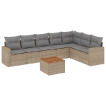 Set Divano da Giardino 8 pz con Cuscini Beige Misto Polyrattan