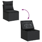 Set Divani da Giardino 10pz con Cuscini in Polyrattan Nero