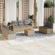 Set Divano da Giardino 8 pz con Cuscini Beige Misto Polyrattan