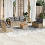 Set Divano da Giardino 8 pz con Cuscini Beige Misto Polyrattan