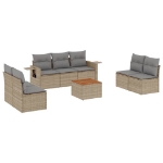 Set Divano da Giardino 8 pz con Cuscini Beige Misto Polyrattan