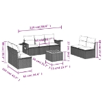 Set Divano da Giardino 8 pz con Cuscini Beige Misto Polyrattan