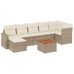 Set Divano da Giardino 8 pz con Cuscini Beige in Polyrattan
