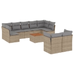 Set Divano da Giardino 10 pz con Cuscini Beige Misto Polyrattan