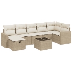 Set Divano da Giardino 8 pz con Cuscini Beige in Polyrattan
