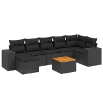 Set Divani da Giardino con Cuscini 8 pz Nero in Polyrattan