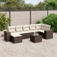Set Divani da Giardino 8 pz con Cuscini Marrone in Polyrattan