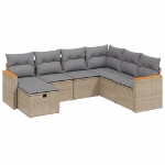 Set Divano da Giardino 7 pz con Cuscini Beige Misto Polyrattan
