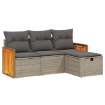 Set Divani da Giardino 4 pz con Cuscini in Polyrattan Grigio