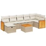 Set Divano da Giardino 8 pz con Cuscini Beige in Polyrattan
