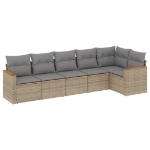Set Divano da Giardino 6 pz con Cuscini Beige Misto Polyrattan