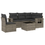 Set Divano da Giardino 6 pz con Cuscini Nero in Polyrattan