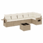 Set Divani da Giardino 7 pz con Cuscini Beige in Polyrattan