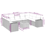 Set Divani da Giardino 10pz con Cuscini in Polyrattan Nero