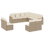 Set Divani da Giardino 11 pz con Cuscini Beige in Polyrattan