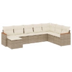 Set Divano da Giardino 8 pz con Cuscini Beige in Polyrattan