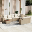 Set Divano da Giardino 10 pz con Cuscini Beige in Polyrattan