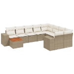 Set Divano da Giardino 10 pz con Cuscini Beige in Polyrattan