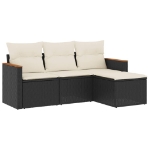 Set Divani da Giardino 4 pz con Cuscini Nero in Polyrattan
