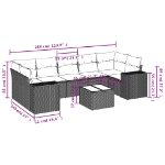 Set Divani da Giardino 8 pz con Cuscini Marrone in Polyrattan