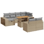 Set Divani da Giardino 11 pz con Cuscini Beige in Polyrattan