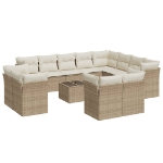 Set Divano da Giardino 13 pz con Cuscini Beige in Polyrattan